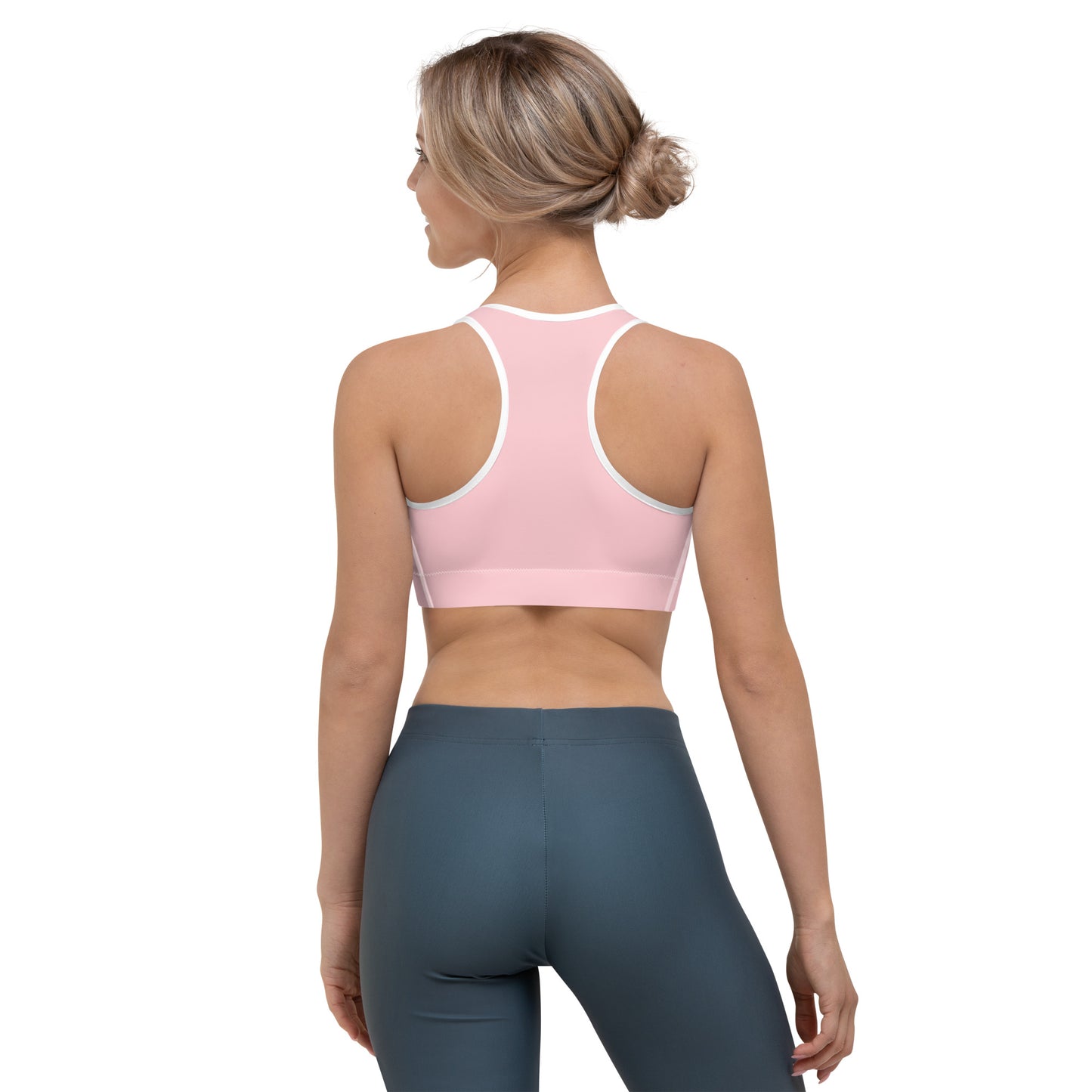 Pink Sports Bra (White)