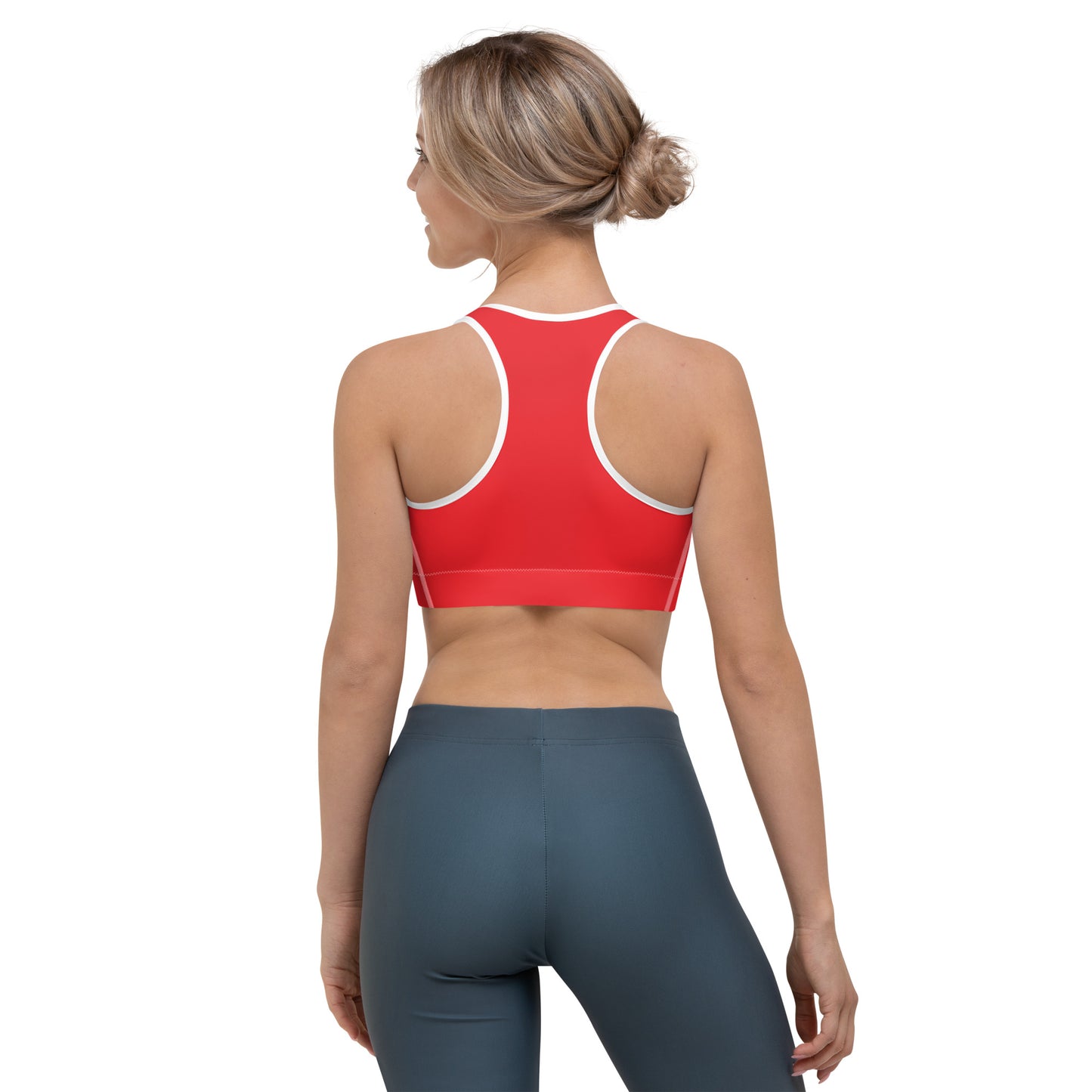 Red Sports Bra (White)